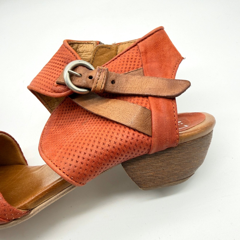 MIZ MOOZ Cheerful Leather Wrap Sandal Womens 41 Orange Tan Perforate Heel Shoe - Picture 8 of 10